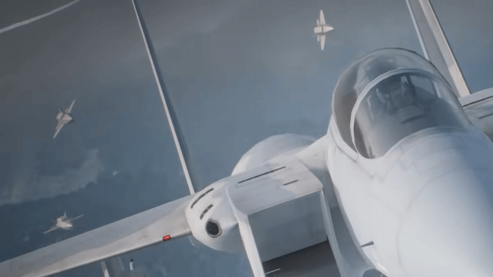 F-15に迫る無人機の姿を拡大[エースコンバット7]